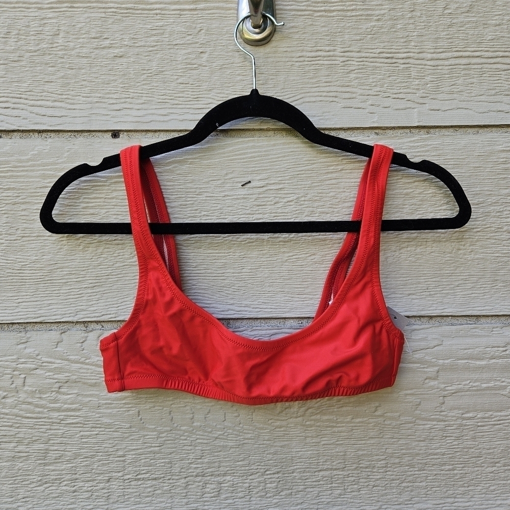 NWT J. Crew heritage scoopneck bikini top size XS red